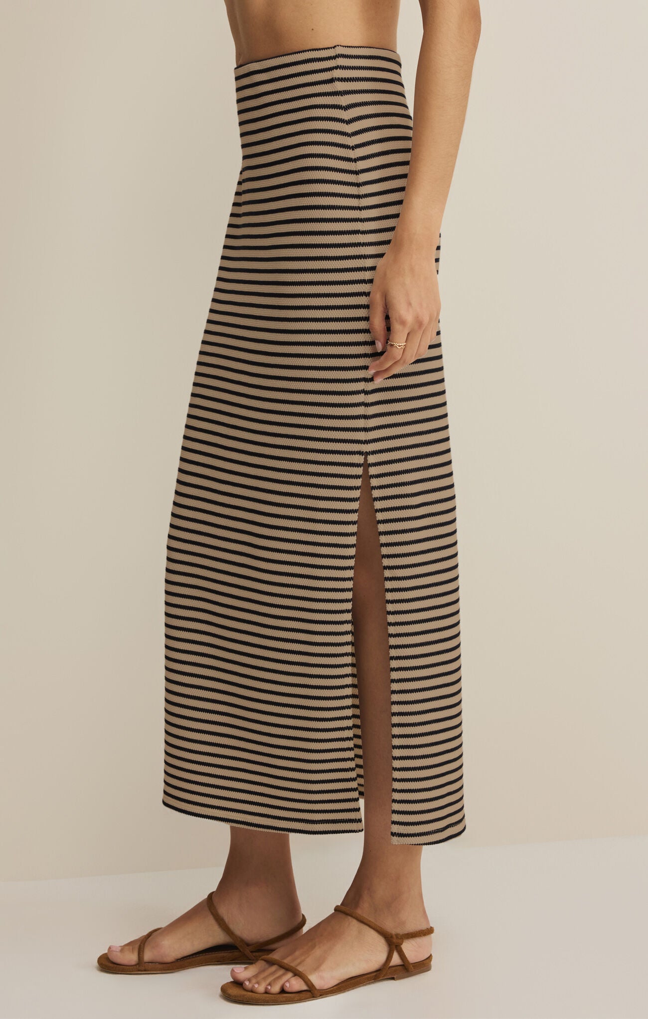 Ainslie Stripe Midi Skirt Putty