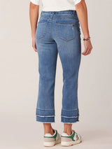 Ab Solution Double Layer Fray Hem Kick Flare Mid Blue