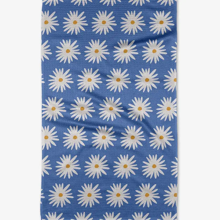 Geometry Tea Towel Blue Daisies