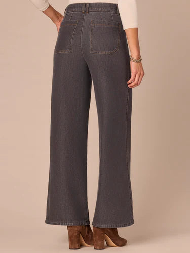 Ab Solution Skyrise Tulip Hem Wide Leg Jeans Grey