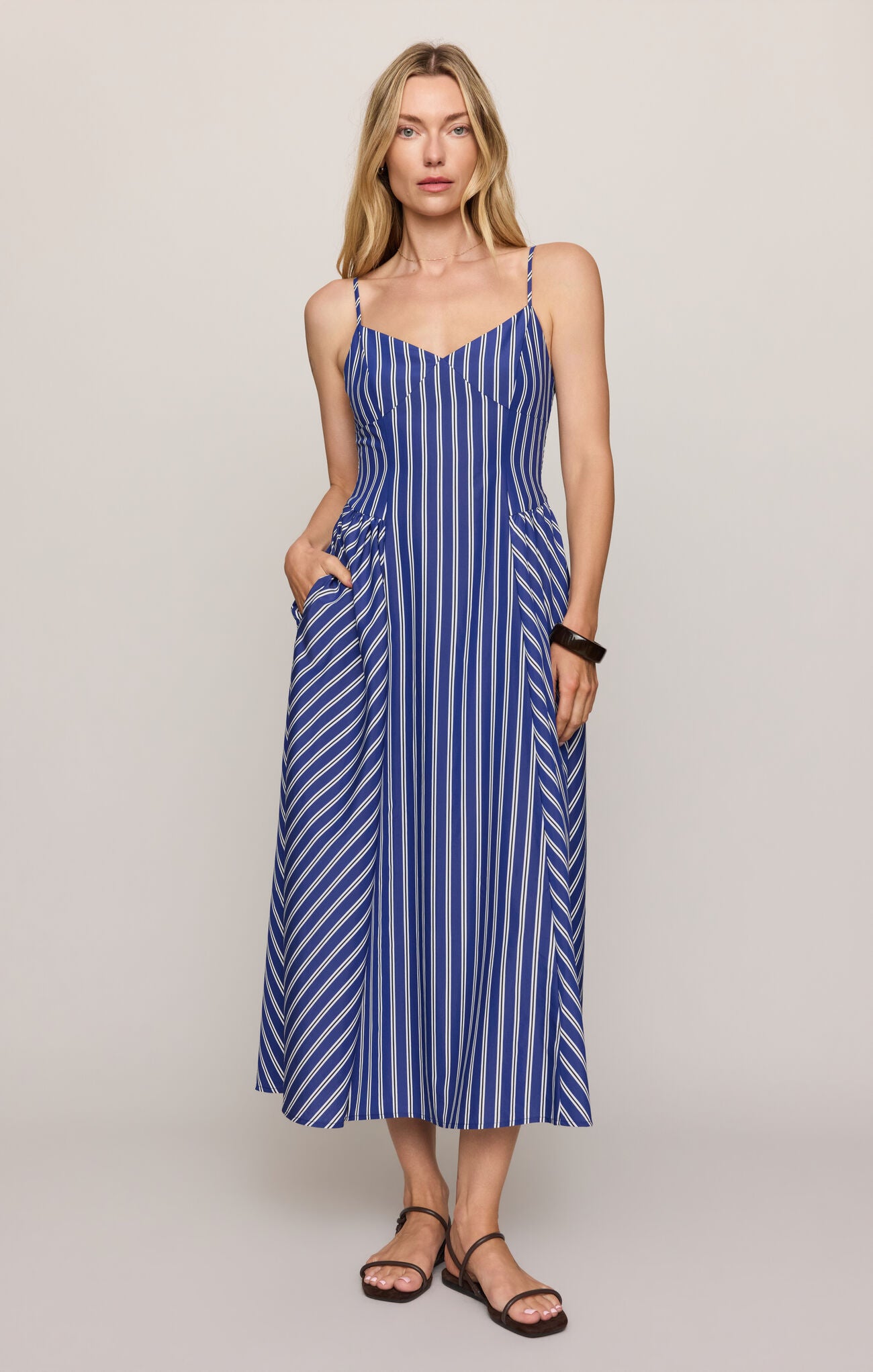 Sonny Striped Midi Dress Clematis Blue