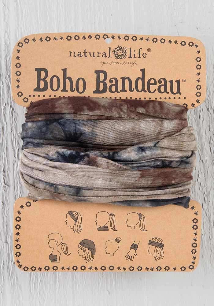 Full Boho Bandeau Tie Dye Brown Green Navy
