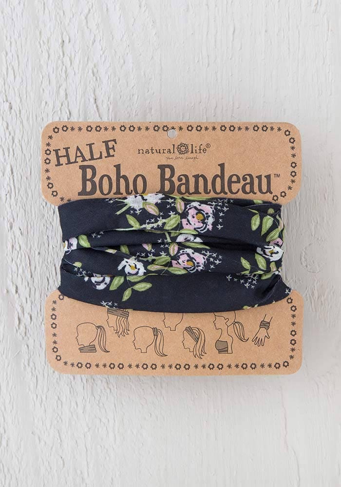 Half Boho Bandeau Floral Printed Blue Cream