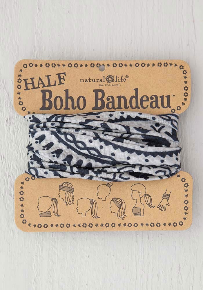 Half Boho Bandeau Cream Black Mandala