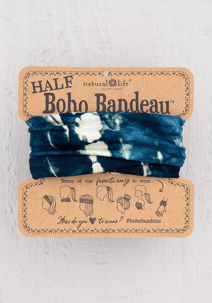 Half Boho Bandeau Indigo Cream Tie Dye