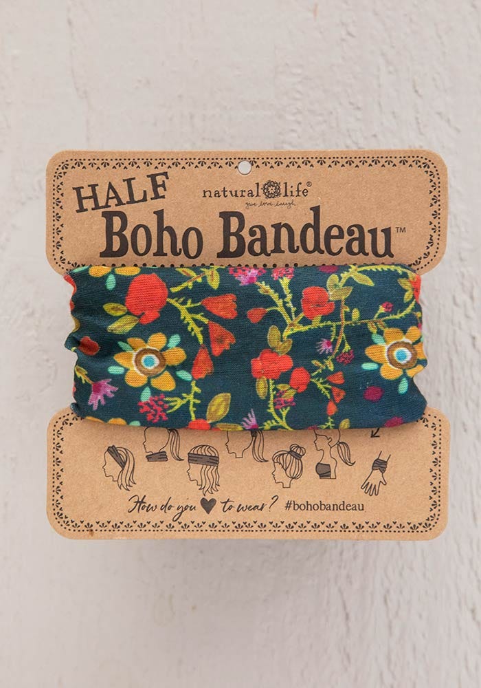 Half Boho Bandeau Navy Wildflowers