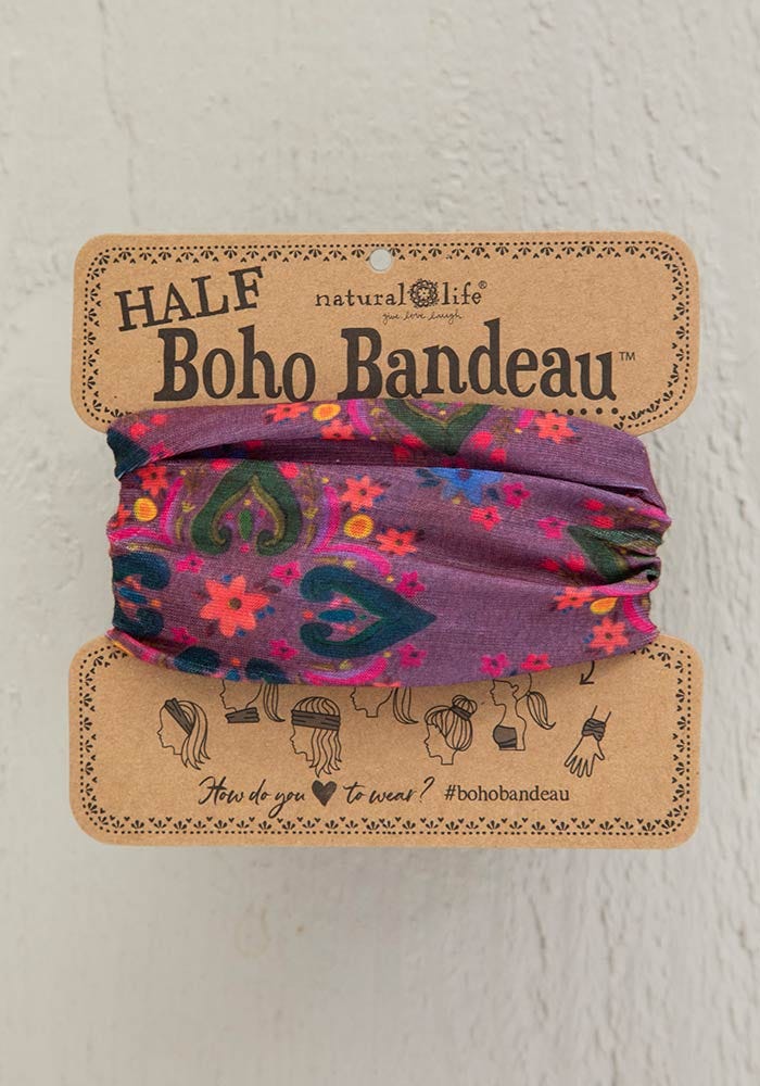 Half Boho Bandeau Wine Floral Border