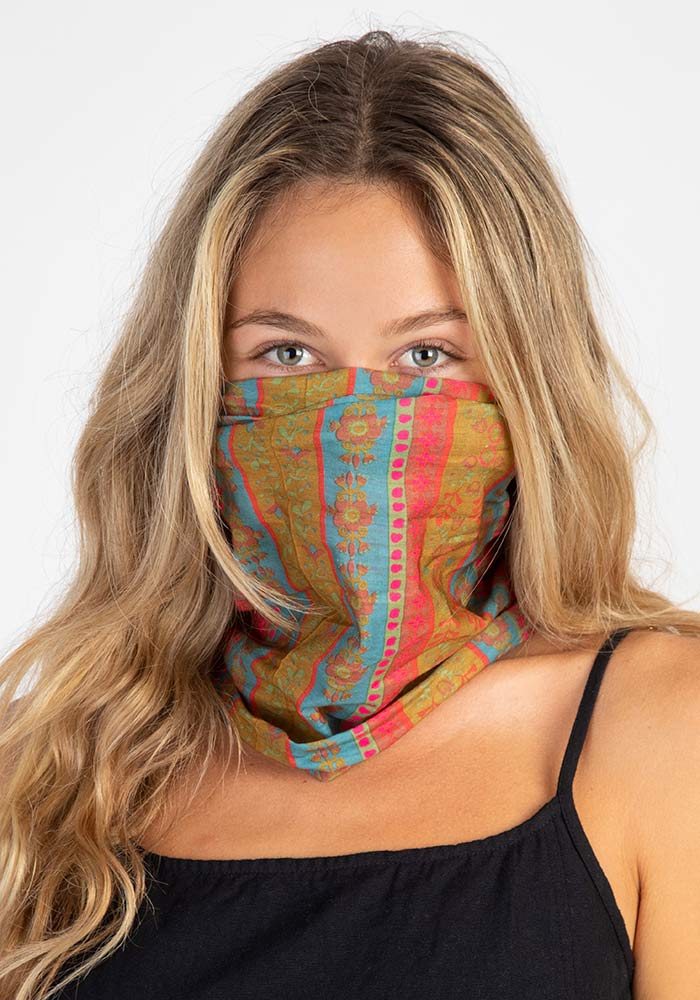 Full Boho Bandeau Red Floral Stripes