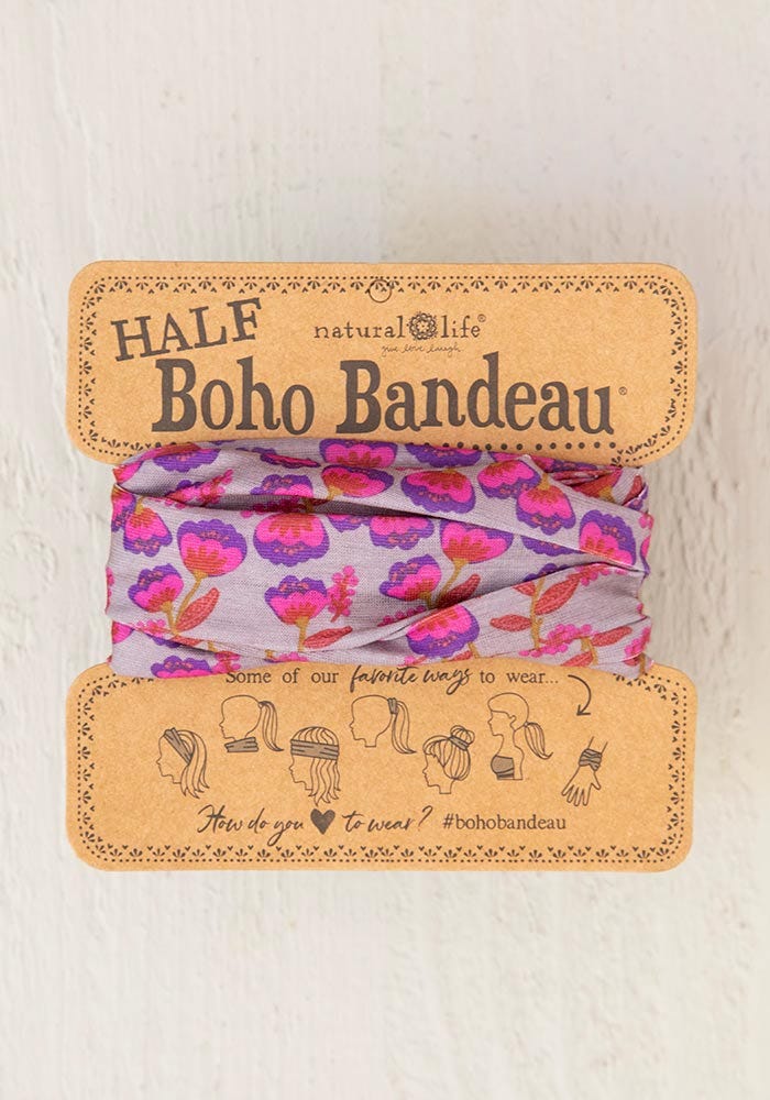 Half Boho Bandeau Purple Pink Tulips