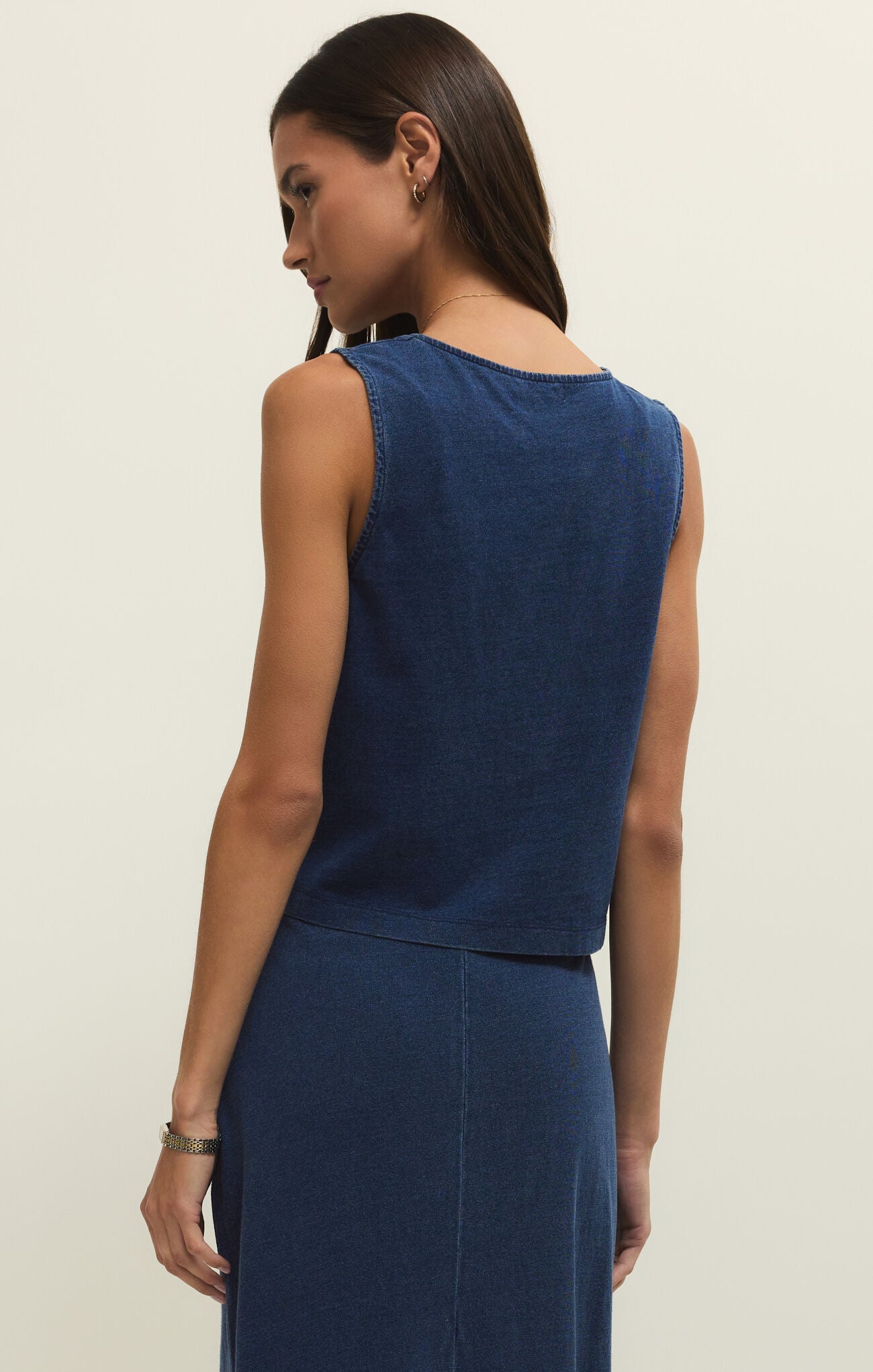 Noelle Jersey Denim Top Indigo