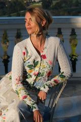 Floral Garden Chevron Knit Cardigan Multi