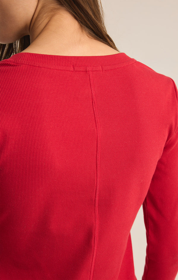 Sirena Rib Long Sleeve Shirt Haute Red