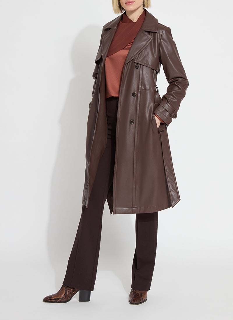 Cielo Vegan Leather Trench Coat Dark Mocha