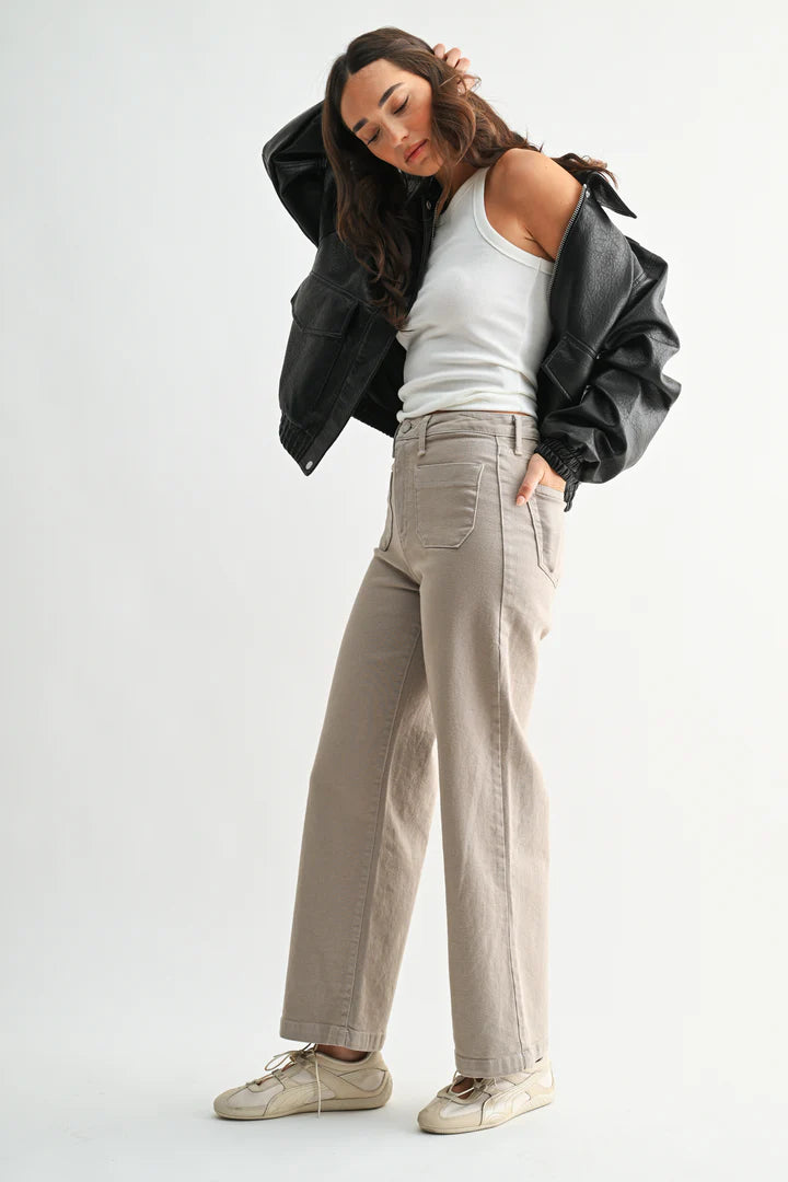 Patch Pocket Wide Leg Pants Moonstone