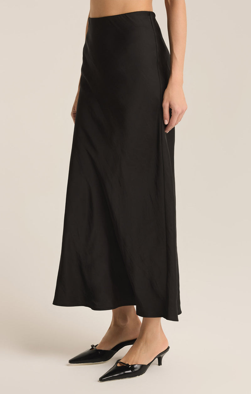 Europa Silky Sheen Midi Skirt Black