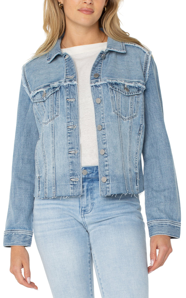 Multi Fray Trucker Jacket Newport Bay