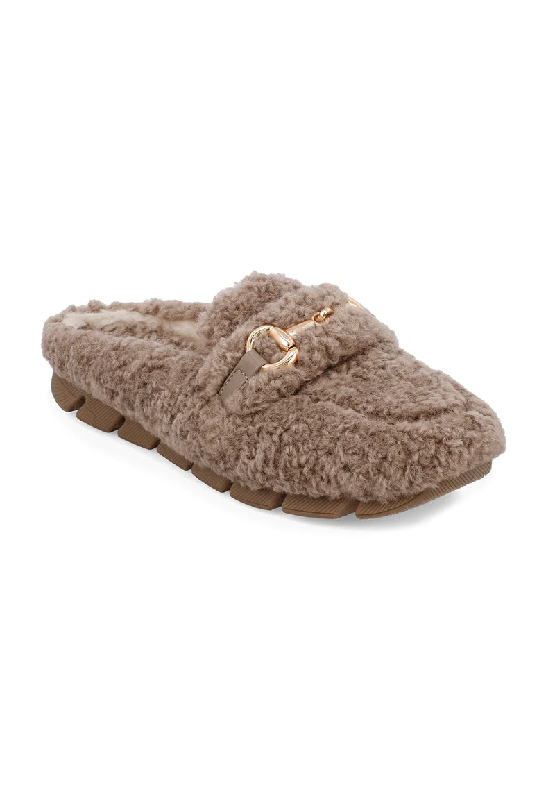 Cocoa Shearling Slide On Camel