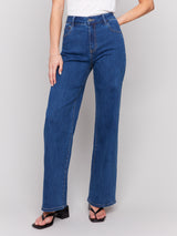 Chloe 5 Pocket Stretch Wide Leg Jeans Indigo