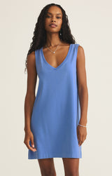 Sloane Vneck Mini Dress Bay Blue
