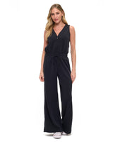 Scuba Zip Detail Drawstring Waist Jumpsuit Black