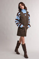 Suede Vneck Sleeveless Mini Dress Espresso