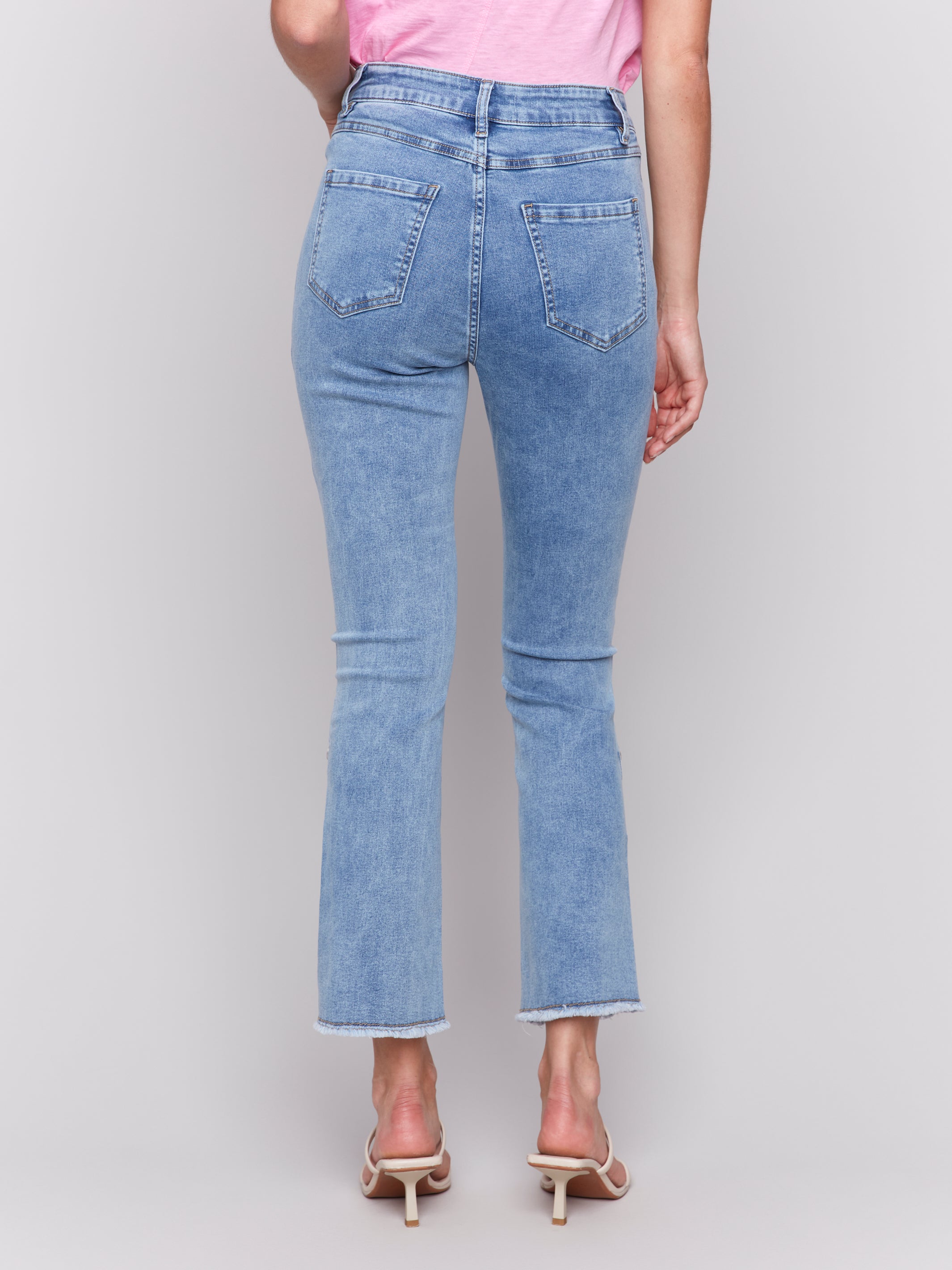 Side Snap Bootcut Jeans Light Blue