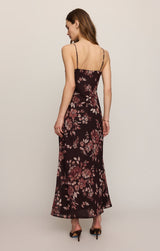 Velina Rhea Floral Maxi Dress Berry Noir