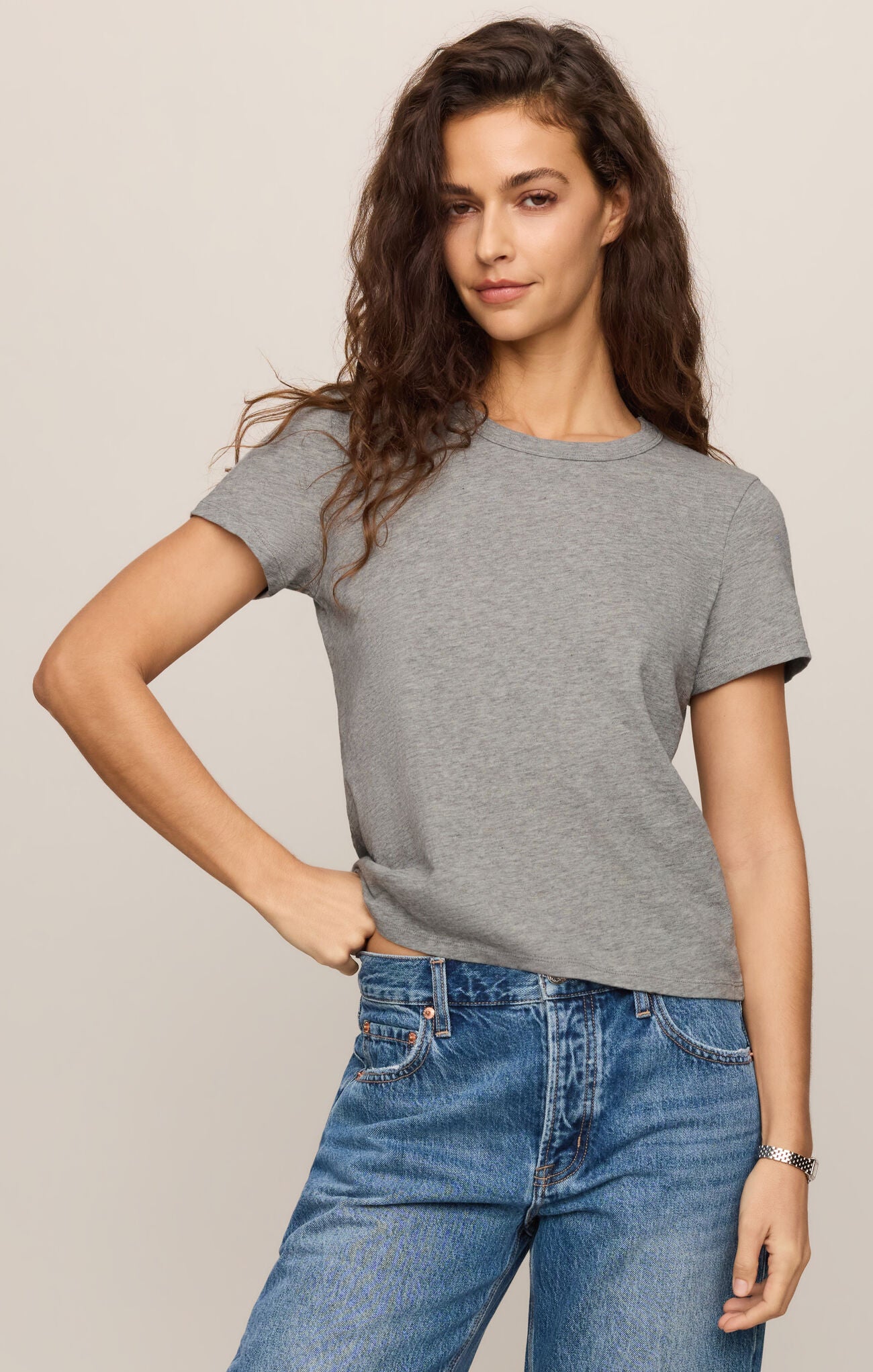 Junie Slub Tee Shirt Classic Heather Grey