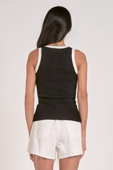 Contrast Trim Tank Black White