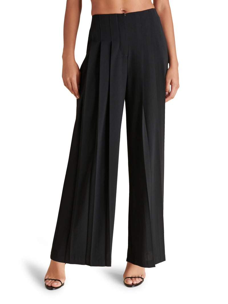 Angelica Pleated Wide Leg Crepe Trouser Black