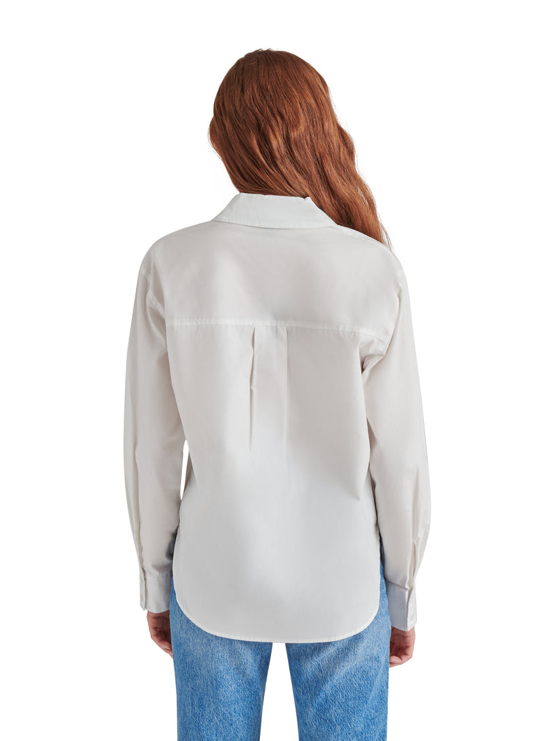 Merida Ruffle Detail Button Up Shirt Whisper White