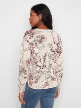 Printed Crew Neck Distressed Wash Sweater Poetry
