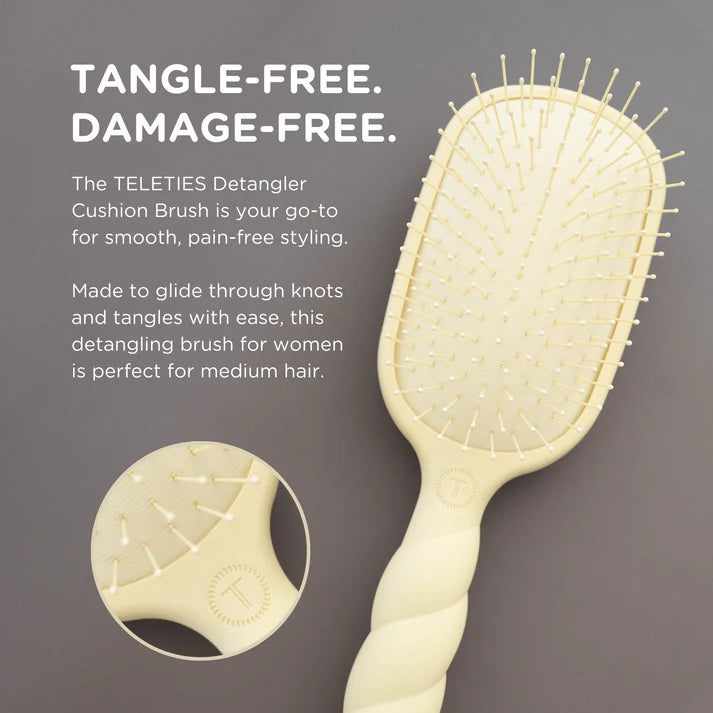 Teleties Hair Brush Tan Detangler - Medium Hair