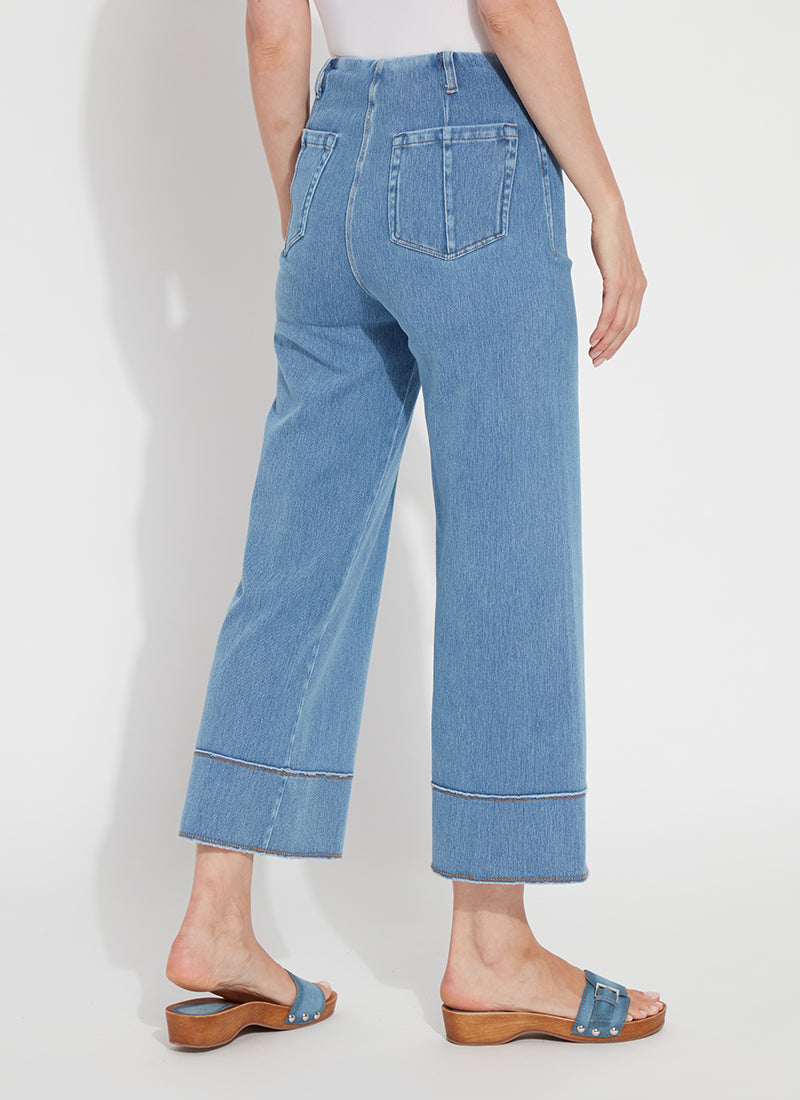 Margo High Waist Wide Crop Denim Pants Bleached Blue