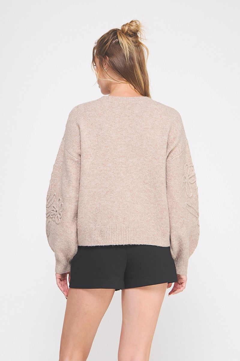 Floral Embroidery Sweater Mocha