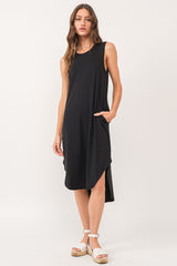 Sheridan Sleeveless Button Back Detail Midi Dress Black