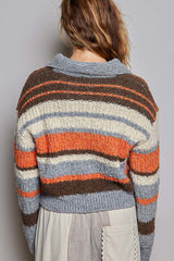 Bold Striped Retro Collared Sweater