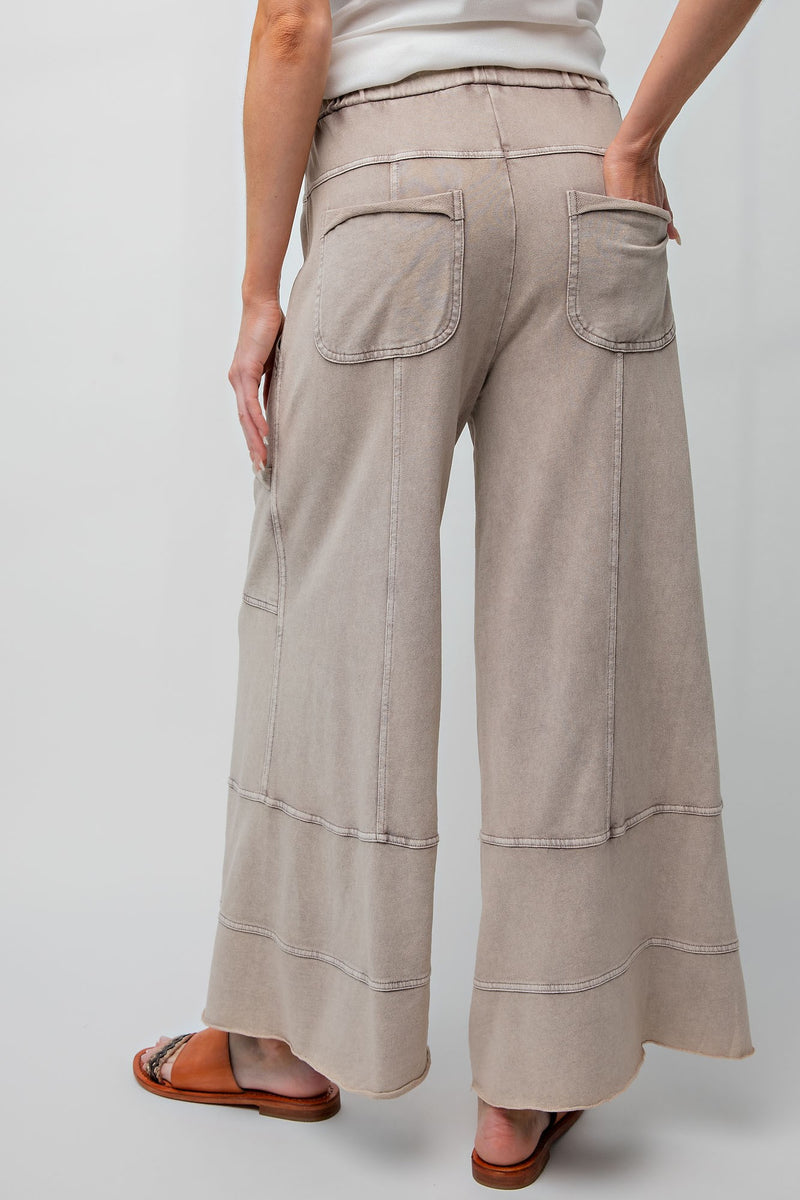 Mineral Washed Terry Knit Pants Mushroom