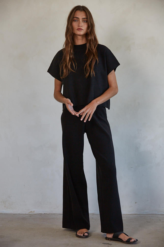 The Leonie Ribbed Sweater Knit Top Black