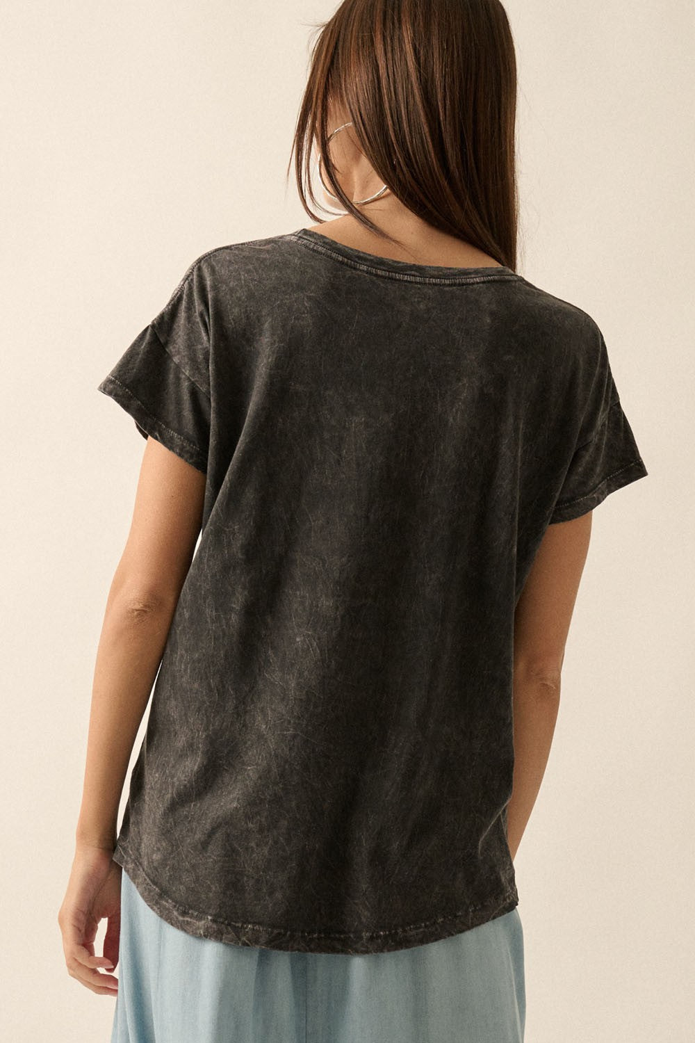 Vintage Spirit Floral Mineral Wash Tee Charcoal