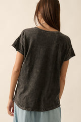 Vintage Spirit Floral Mineral Wash Tee Charcoal