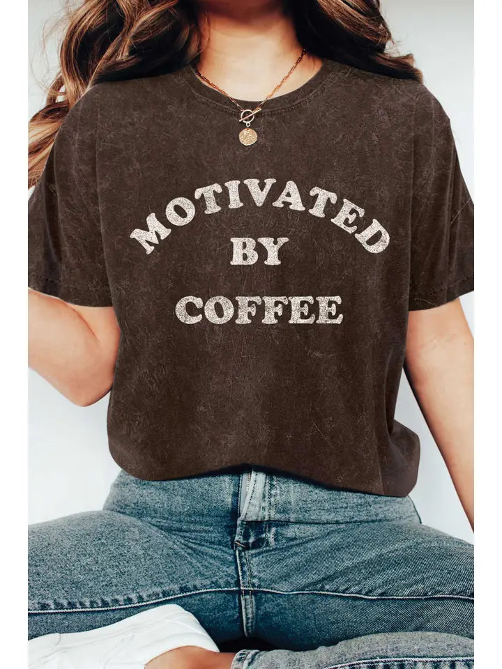 Motivated By Coffee Graphic Tee Cocoa