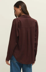 Alfie Button Up Shirt Chocolate Cherry