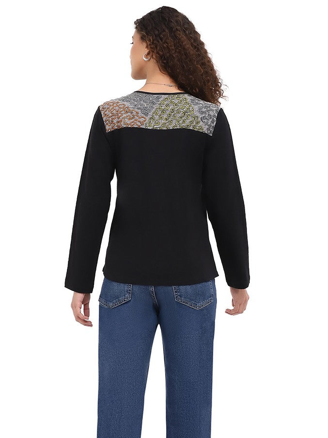 Gala Embroidered Top Black Multi