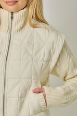 Quilted Knit Mixed Media Jacket Ivory