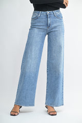 Stretchy Wide Leg Jeans Medium Denim