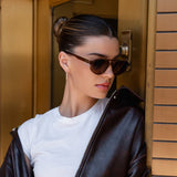 Brooklyn Sunglasses Crystal Brown Grain | Brown Gold Lens