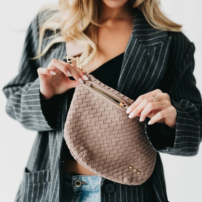 Suede Westlyn Woven Bum Bag Taupe