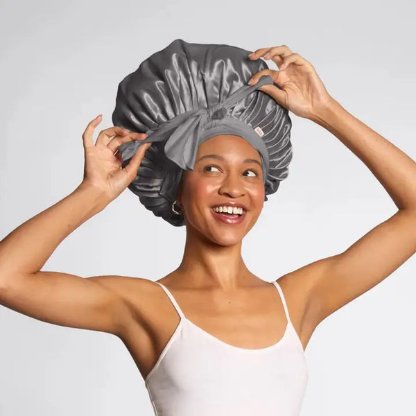Oversized Satin Bonnet Charcoal