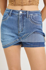 High Rise Stripe Mini Skort Medium